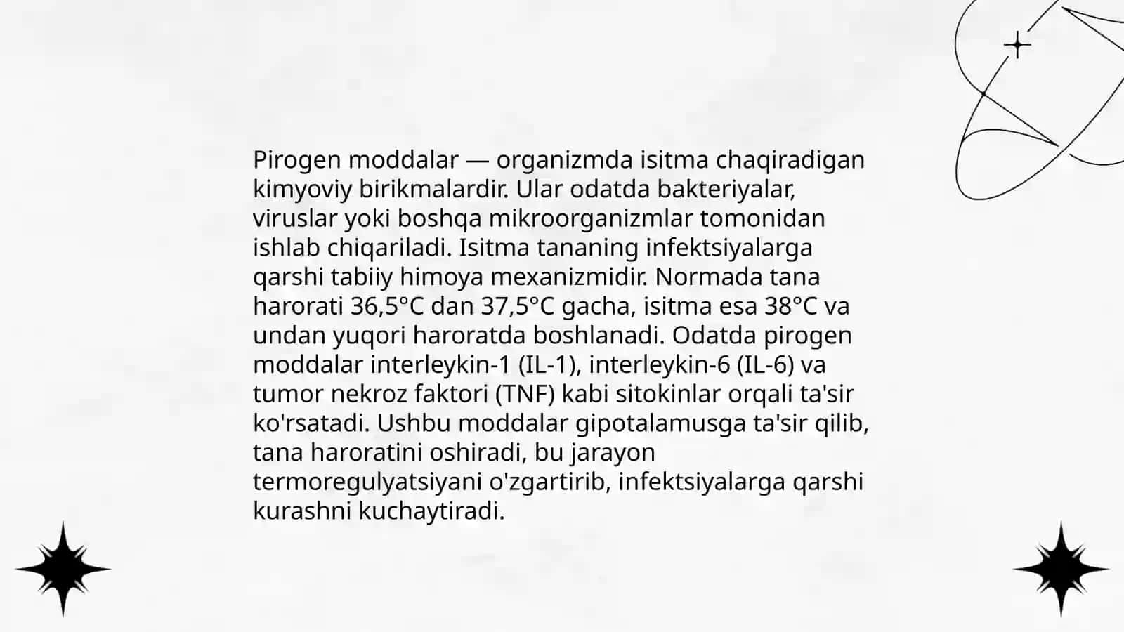 Pirogen moddalar termoregulyatsiya jarayonidagi ahamiyati 4