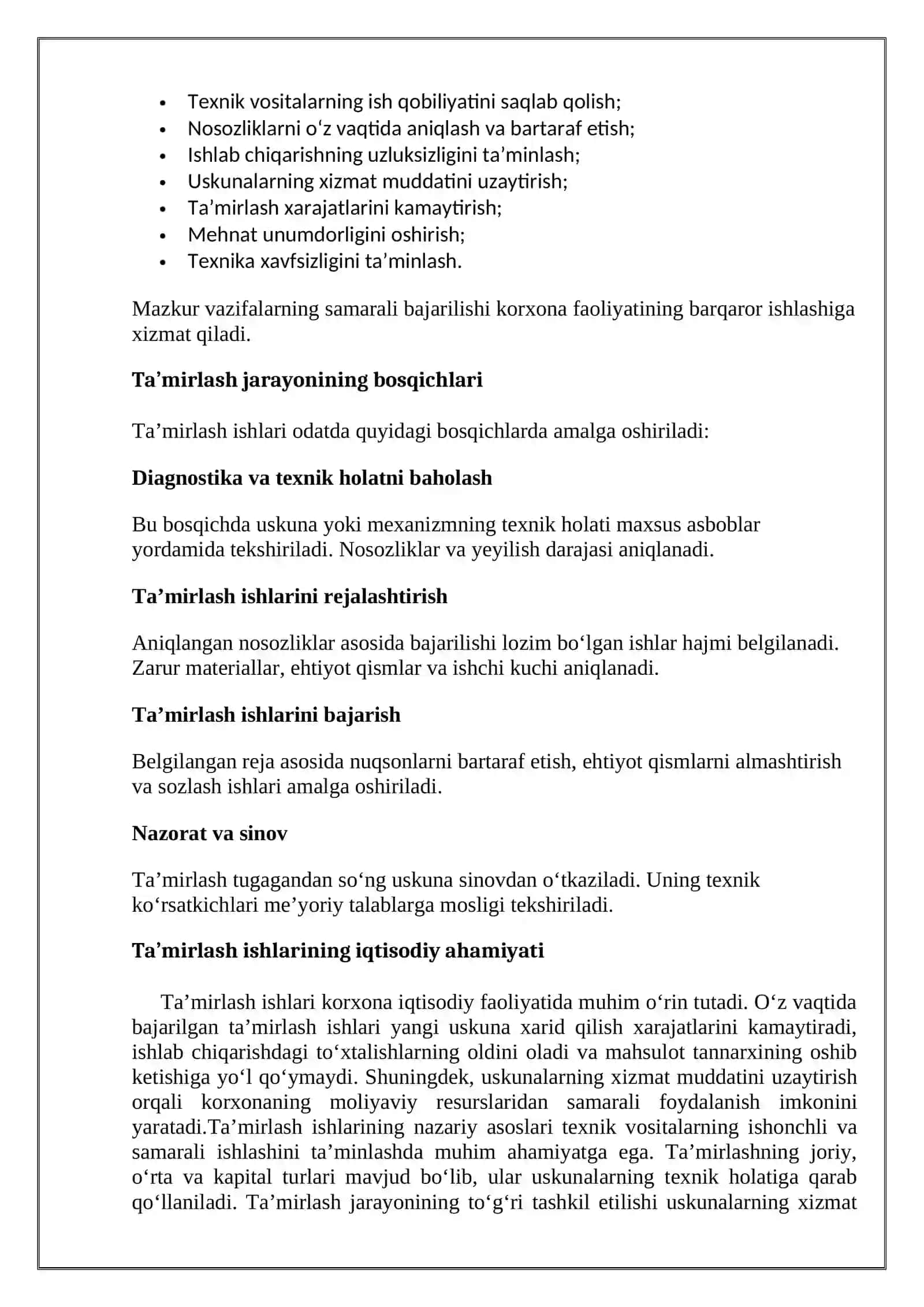 Ta'mirlash ishlarini asboblar vositasida baholash 4