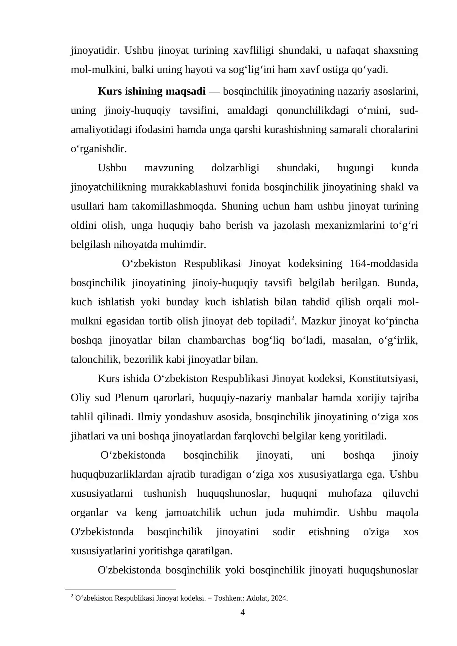 Bosqinchilik jinoyati uchun javobgarlik va jazoni belgilash amaliyoti 4
