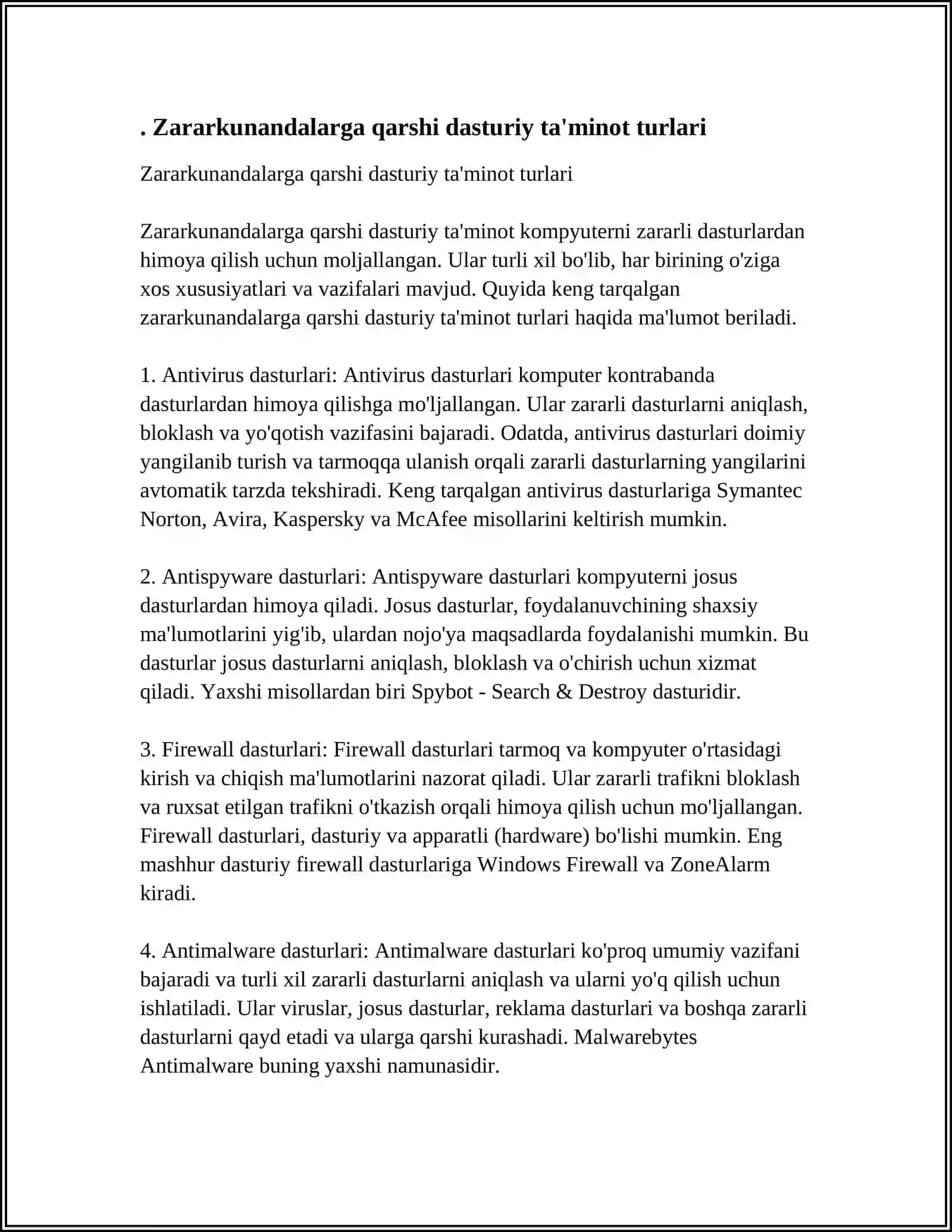 Zararkunandalarga qarshi dasturiy ta'minot turlari 4
