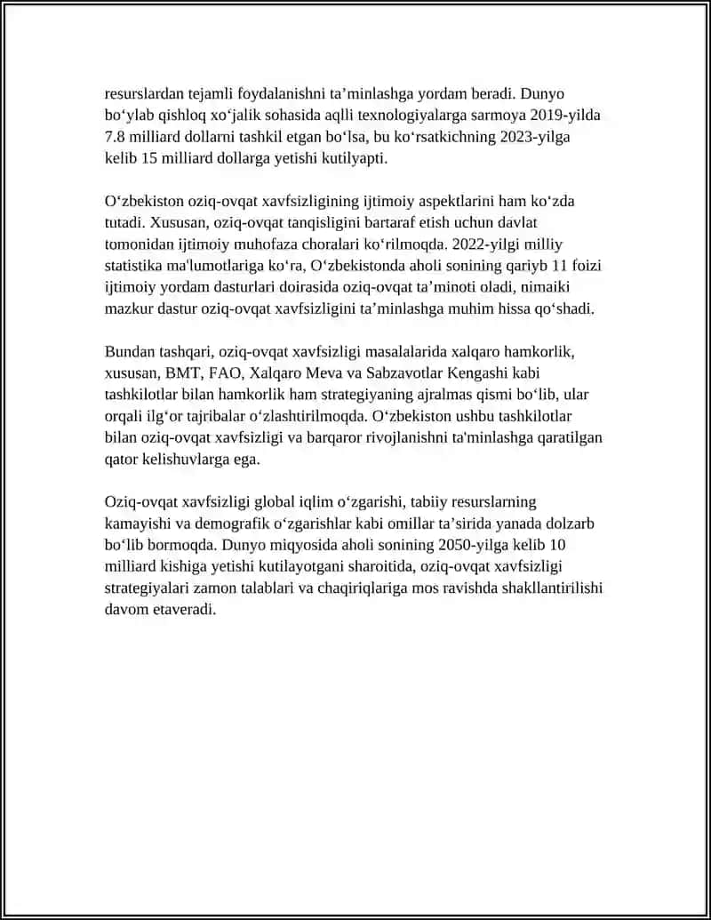 Oziq-ovqat xavfsizligi strategiyasi 4