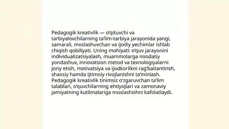 Pedagogik kreativlik va uning o’ziga xos jihatlari 4