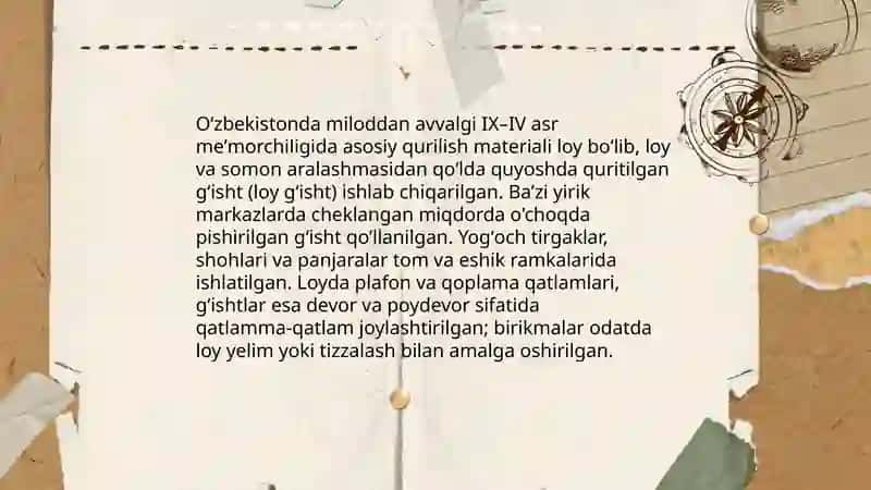 Oʻzbekistonning miloddan avvalgi IX-IV asr davri me'morchiligi 4