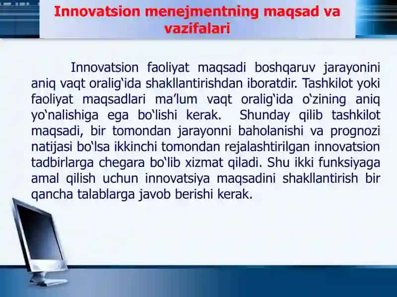 Innovatsion menejmentni xorijiy davrlardagi modellari va O’zbekistonda shakllanishi 4