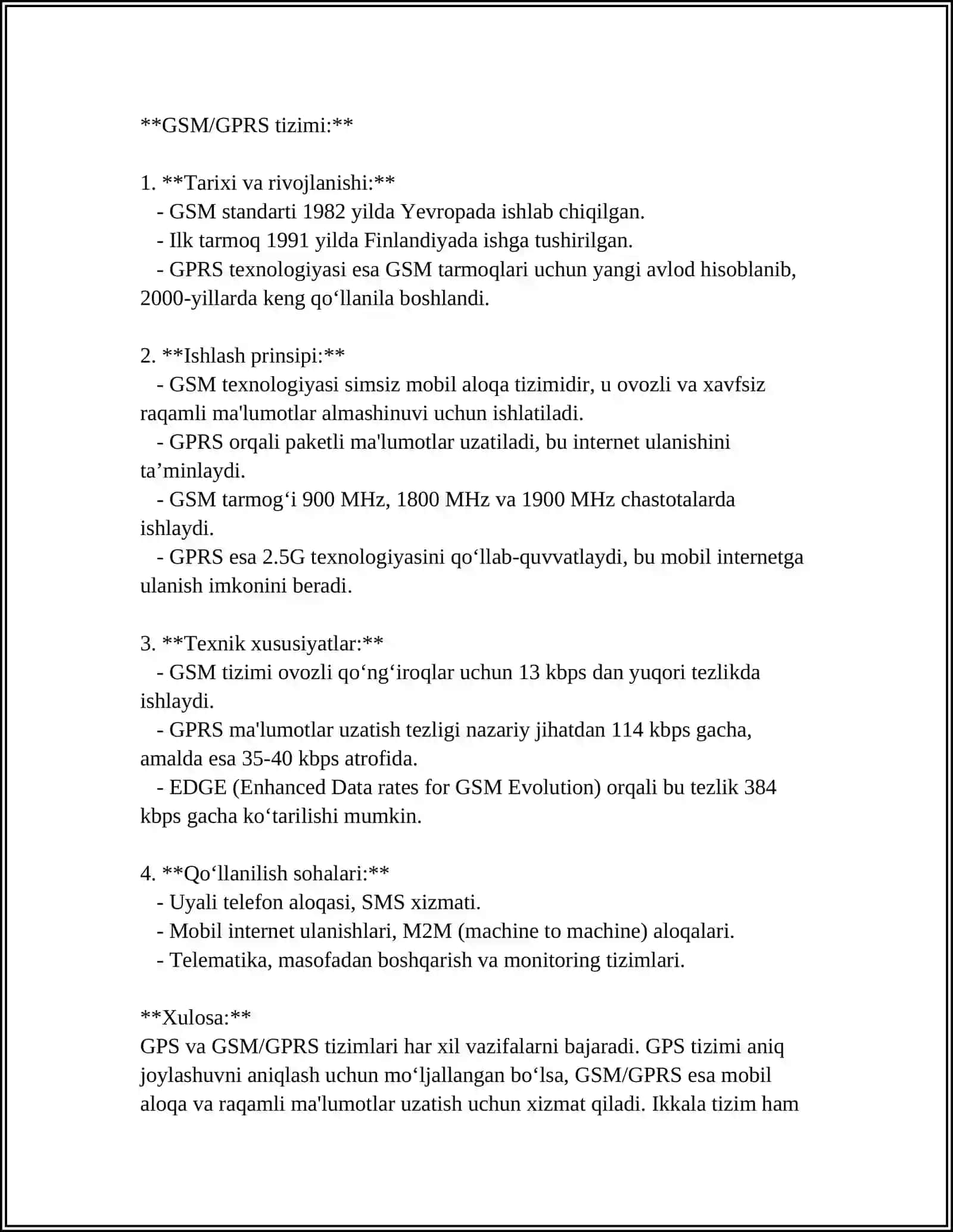 GPS - GSM / GPRS TIZIMLARI 4