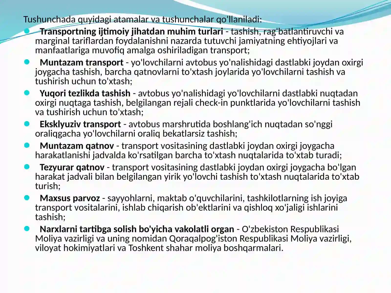 O'ZBEKISTON RESPUBLIKASI AVTOMOBIL TRANSPORTIDA GITARIFLARSI YOSATI 4