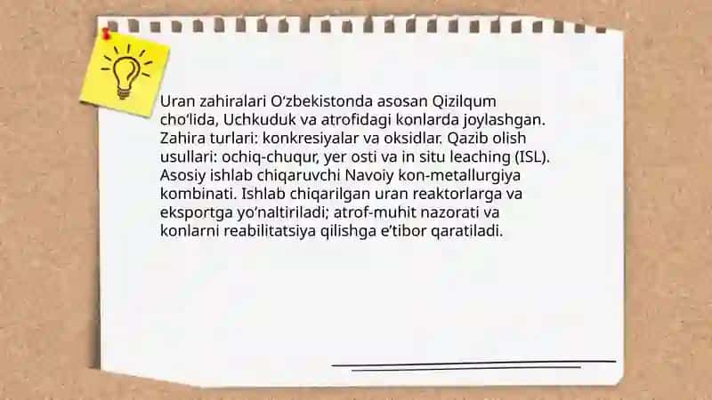 Oʻzbekistonning foydali qazilmalari haqida maʼlumot tayyorlash 4