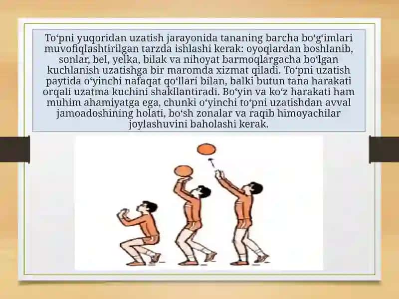 To‘pni yuqoridan va pastdan ikki qo‘llab uzatish texnikasini takomillashtirish 4