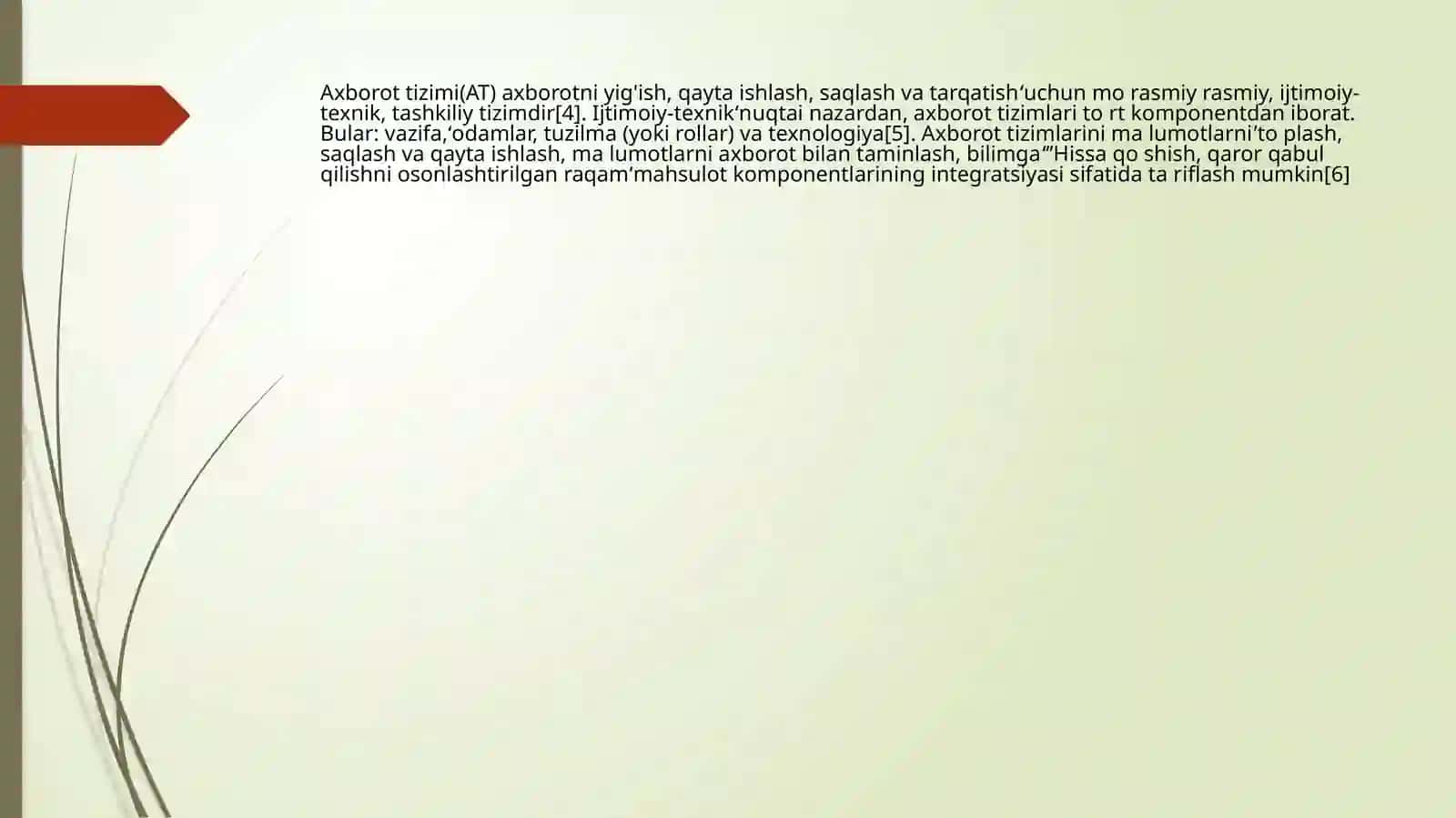AXBOROT TIZIMLARINING TASNIFIReja 4