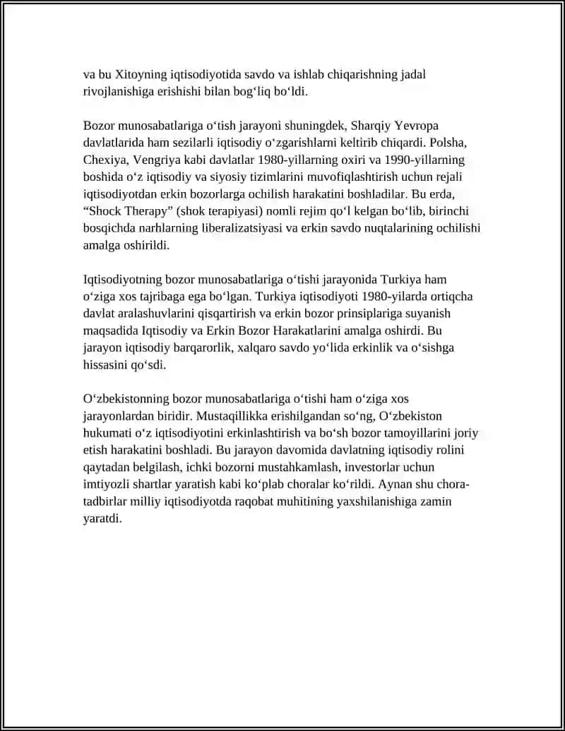 IQTISODIYOTNING BOZOR MUNOSABATLARIGA OʻTISH 4