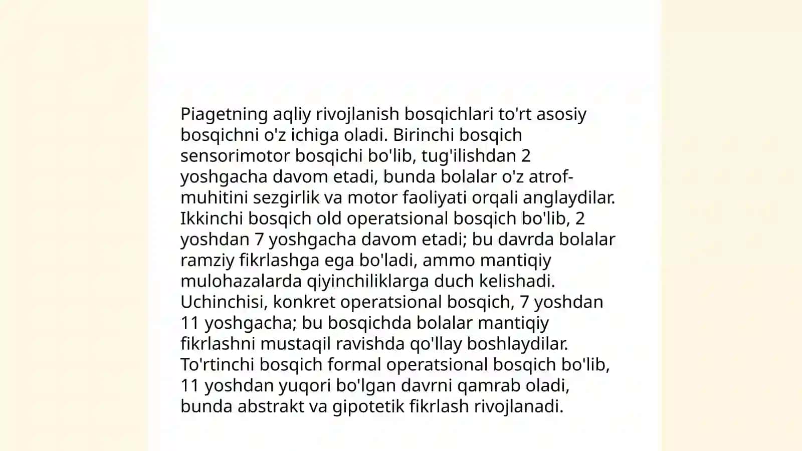 Godakning kognitiv va perseptiv rivojlanishi 4