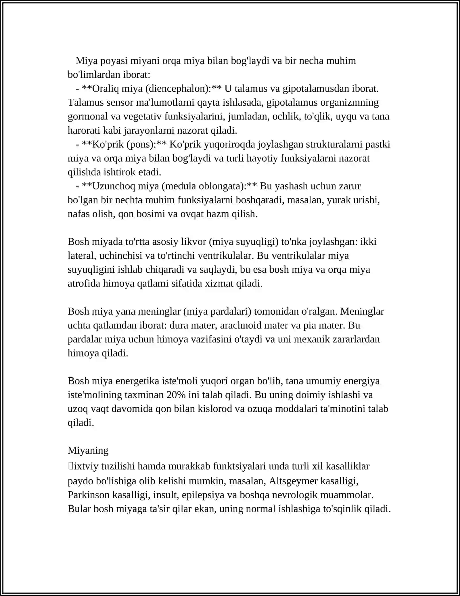 BOSH MIYANING TUZILISHI VA UNDA UCHRAYDIGAN KASALLIKLAR HAQIDA MAʼLUMOT 4