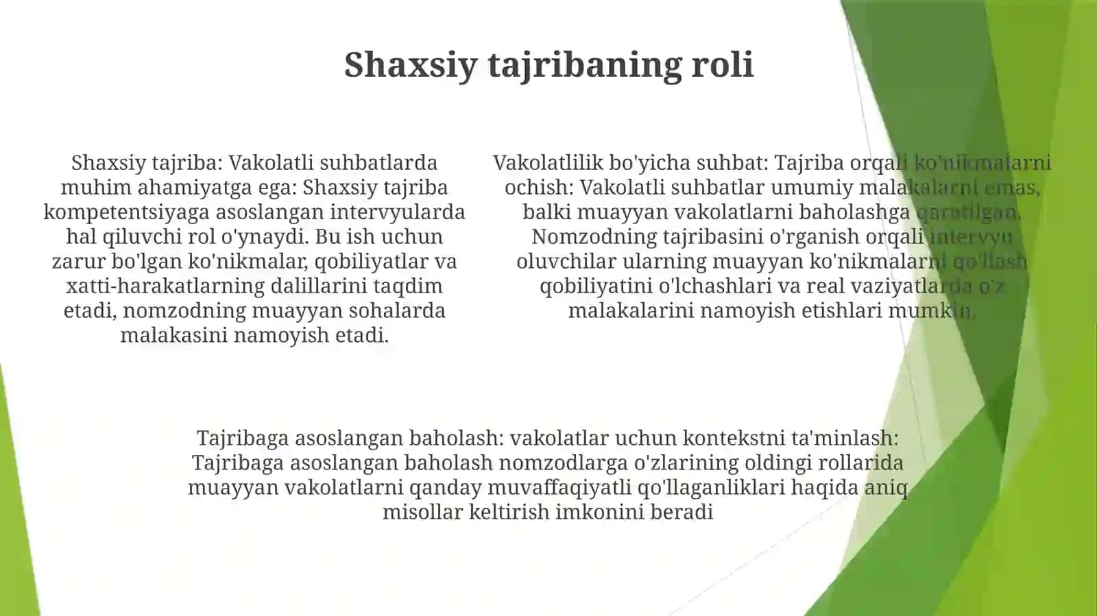 Kompitentlikni Muloqot Vaqtida Shakllanishi, Individual Tajribaga Asoslanish 4