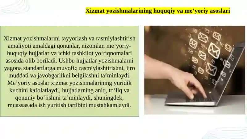Xizmat yozishmalarini yozish texnologiyasi 4