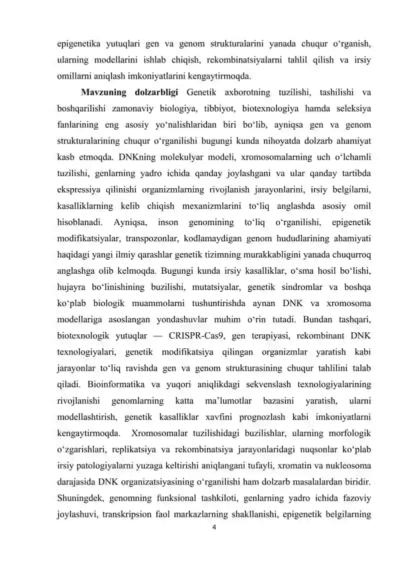Gen va genom strukturalarini DNK va xromosoma modellari 4