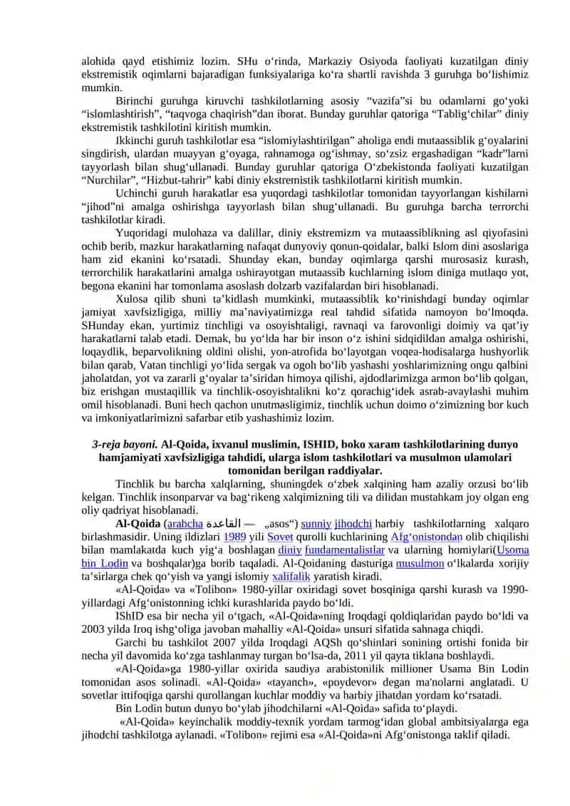 MAVZU. DINIY FUNDAMENTALIZM, RADIKALIZM VA TERRORIZMNING TARIXI VA YO`NALISHLARI 4