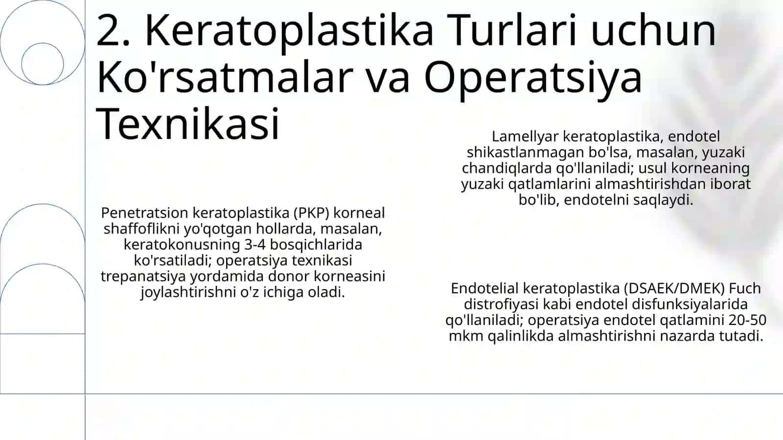 Keratoplastika, uning turlari va asoratlari 4