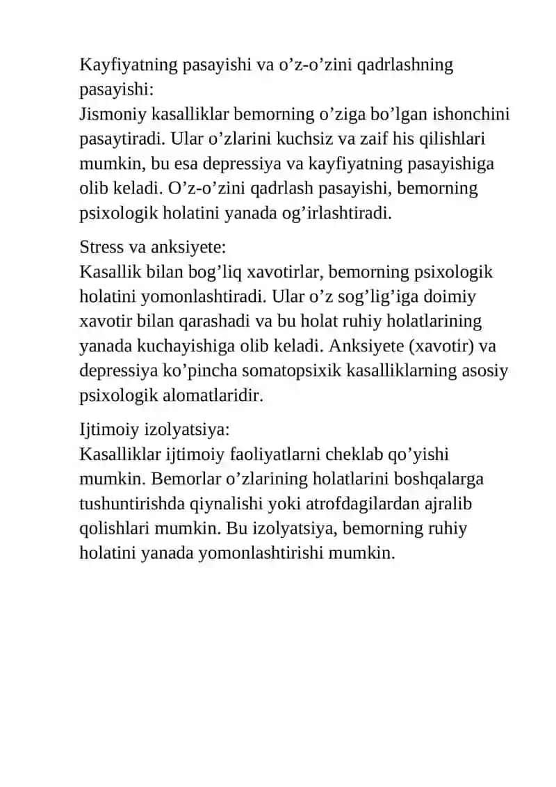 SOMATAPSIXIK KASALLIKLARDA BEMOR PSIXOLOGIYASI 4