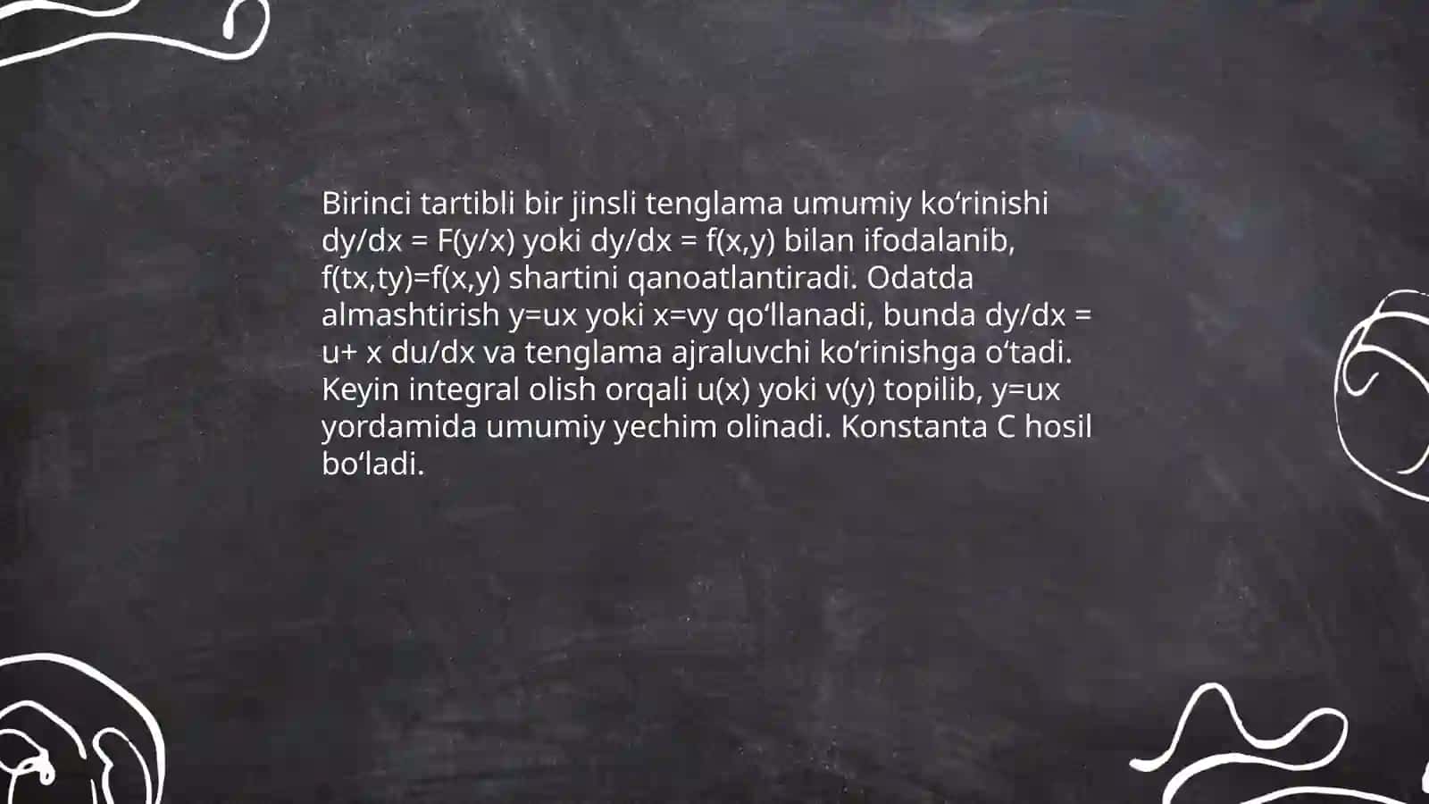 Bir jinsli differensial tenglamalar va ularni yechish 4