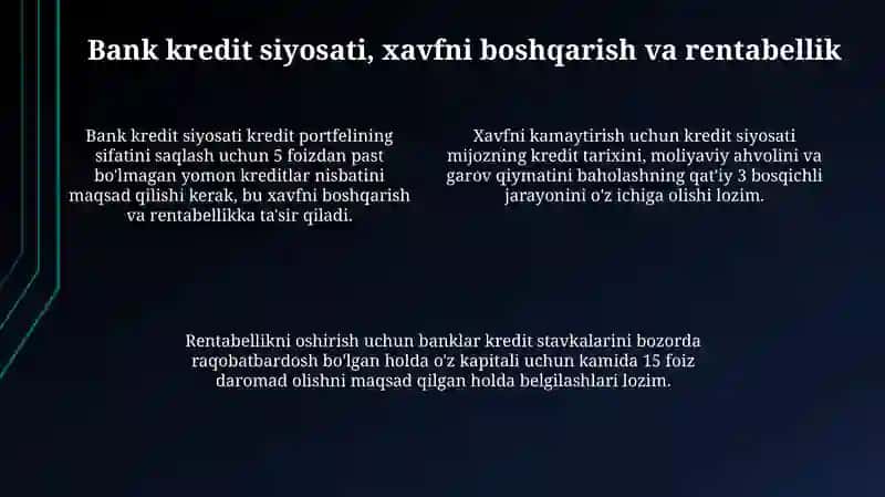 Kredit mahsulotlari: Raqobat landshafti va bank siyosati 4