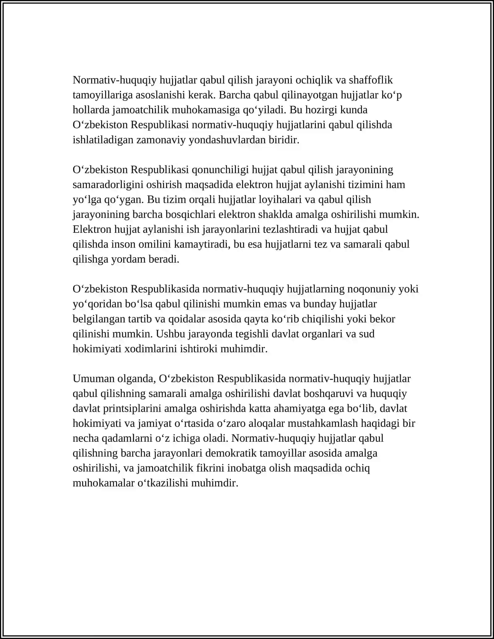 O'ZBEKISTON RESPUBLIKASI OLIY MAJLISI SPEKTORINING VAKOLATLARI 4
