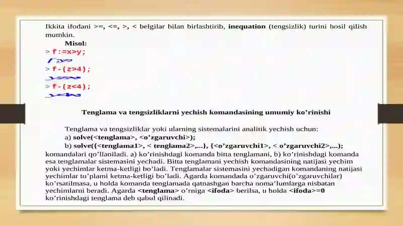 Mapleda elementar matematika masalalarini yechish 4