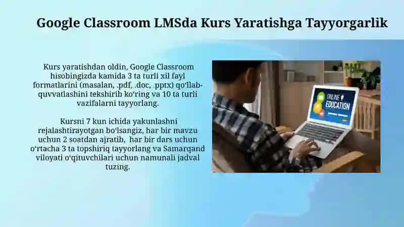 Google Classroom LMSda Trening Kursini Yaratish 4