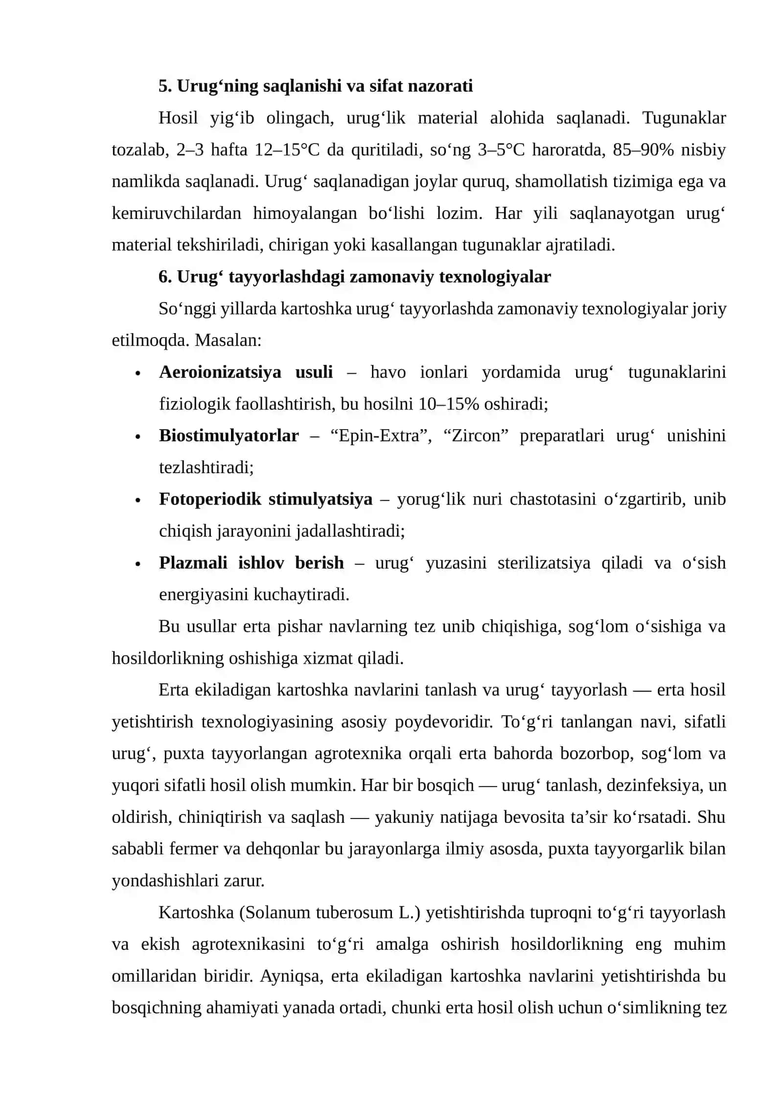 Erta hosil kartoshka yetishtirish texnologiyasi 4