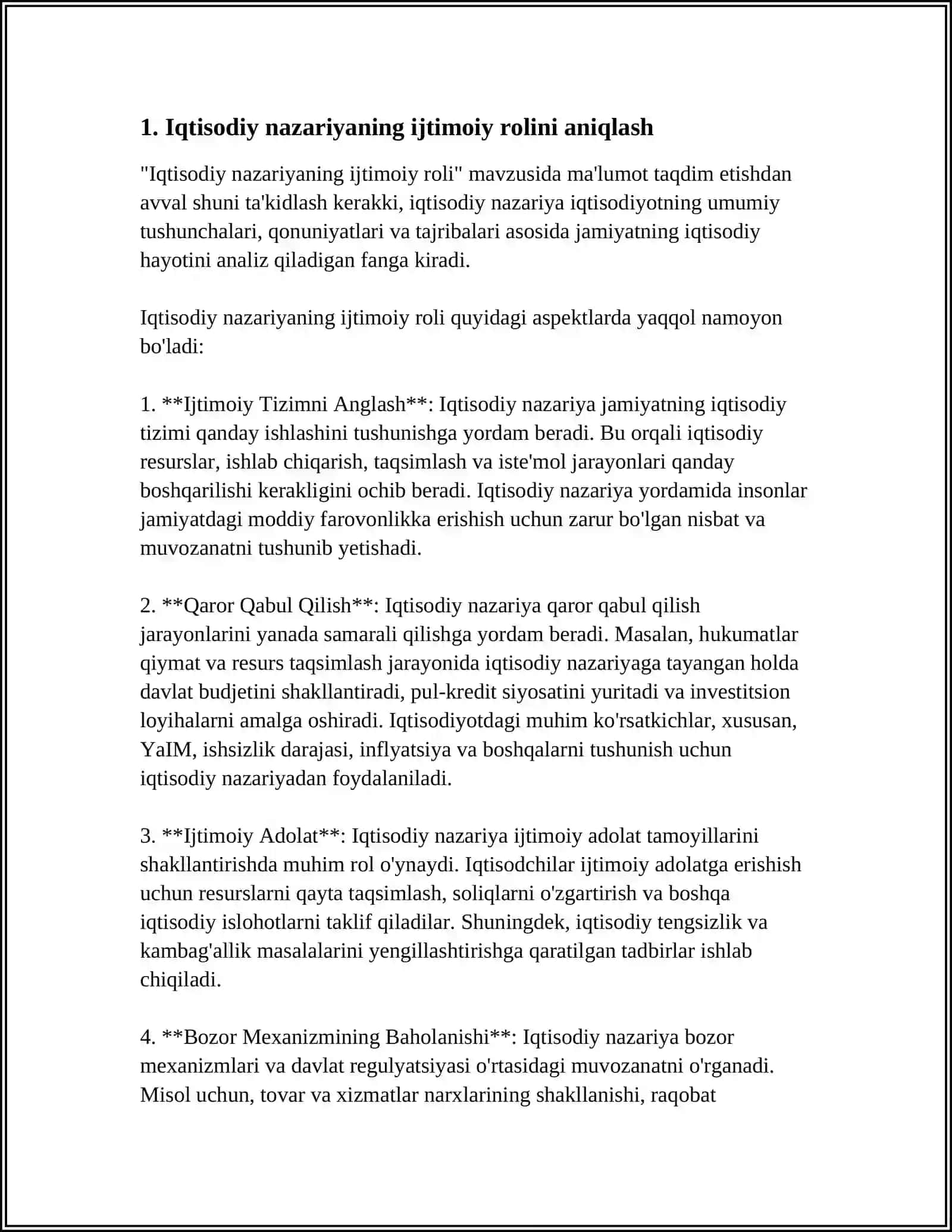 IQTISODIY NAZARIYASI FAN SIFATIDA SHAKLLANISHIDA BUYUK ALLOMALARNING JUMLADAN IBN XALDUN IBN SINO ABU NOSIR FOROBIY ABU RAYXON BERUNIY VA MIRZO ULUG'BEKLARNING ROLI 4