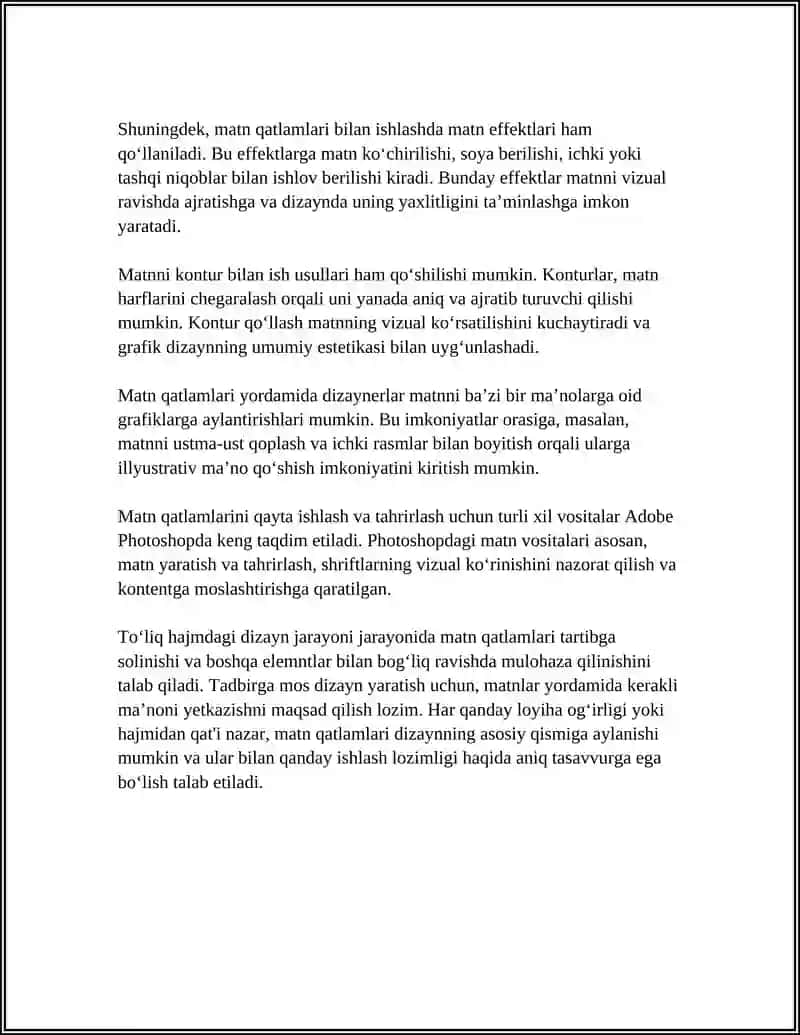 ADOBE PHOTOSHOP GRAFIK MUHARRIRIDA MATN VA KONTURLAR BILAN ISHLASHDA 4