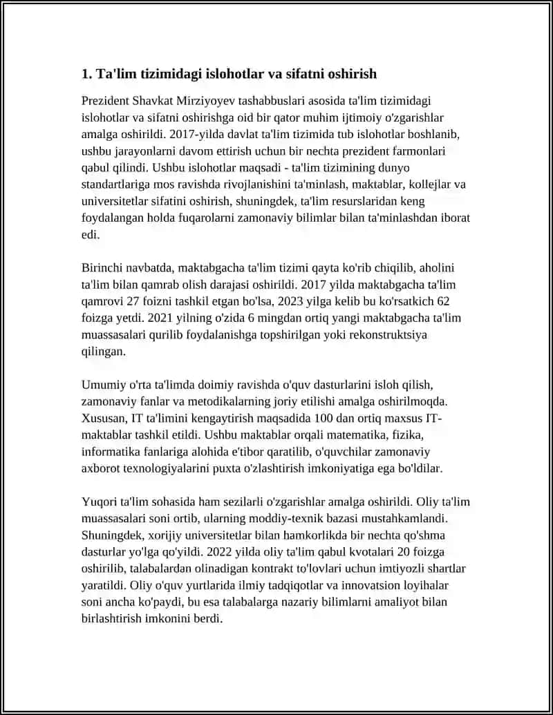 PREZIDENT SHAVKAT MIRZIYOYEV TASHABBUSLARIASOSIDA AMALGA OSHIRILGAN IJTIMOIY O‘ZGARISHLAR 4
