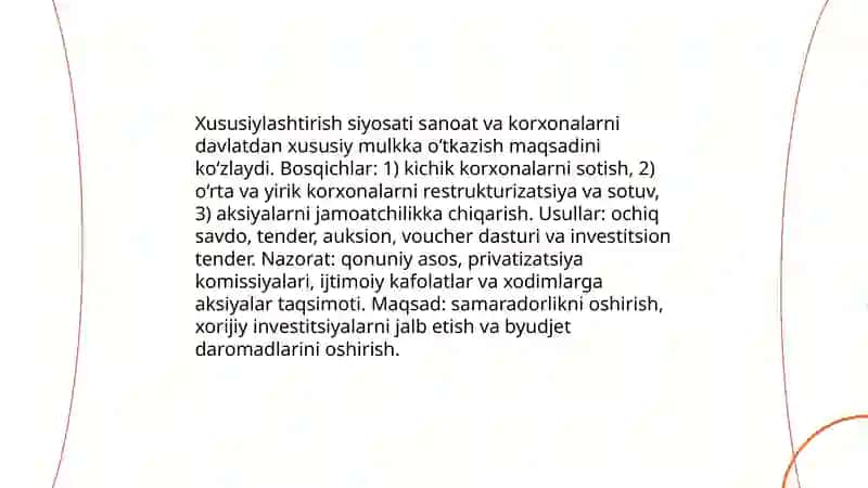 Oʻzbekistonda iqtisodiy islohotlar, xususiy mulkchilikning shakllanishi 4