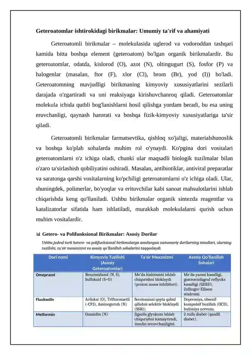 Getero- va polifunksional birikmalar: ta'rif, turlari va xossalari 4