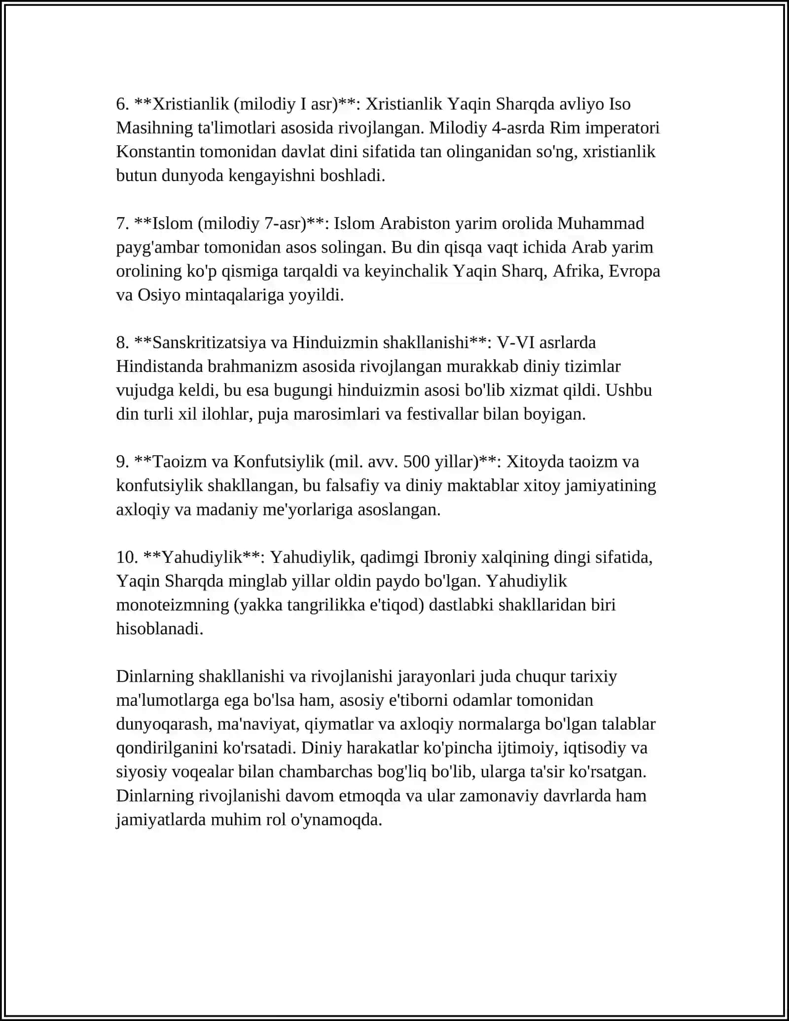 MUSTAQIL ISH Mavzu: DINSHUNOSLIKNING FAN SIFATIDA SHAKLLANISHI, PREDMETI, FUNKSIYALARI, KATEGORIYALARI 4