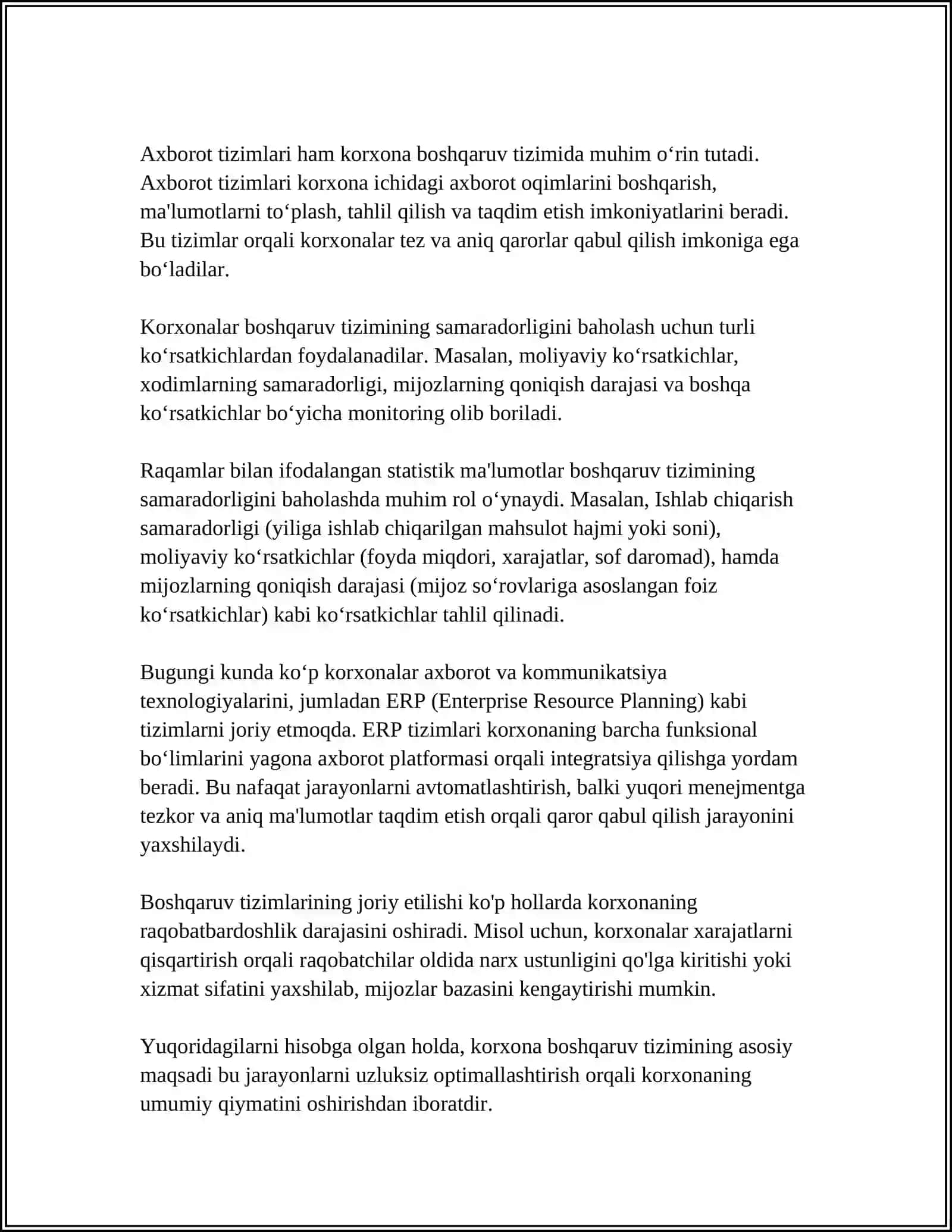 KORXONA BOSHQARUV TIZIMINING MANTIQIY MODELI VA MA'LUMOTLAR BAZASINI LOYIHALASH 4