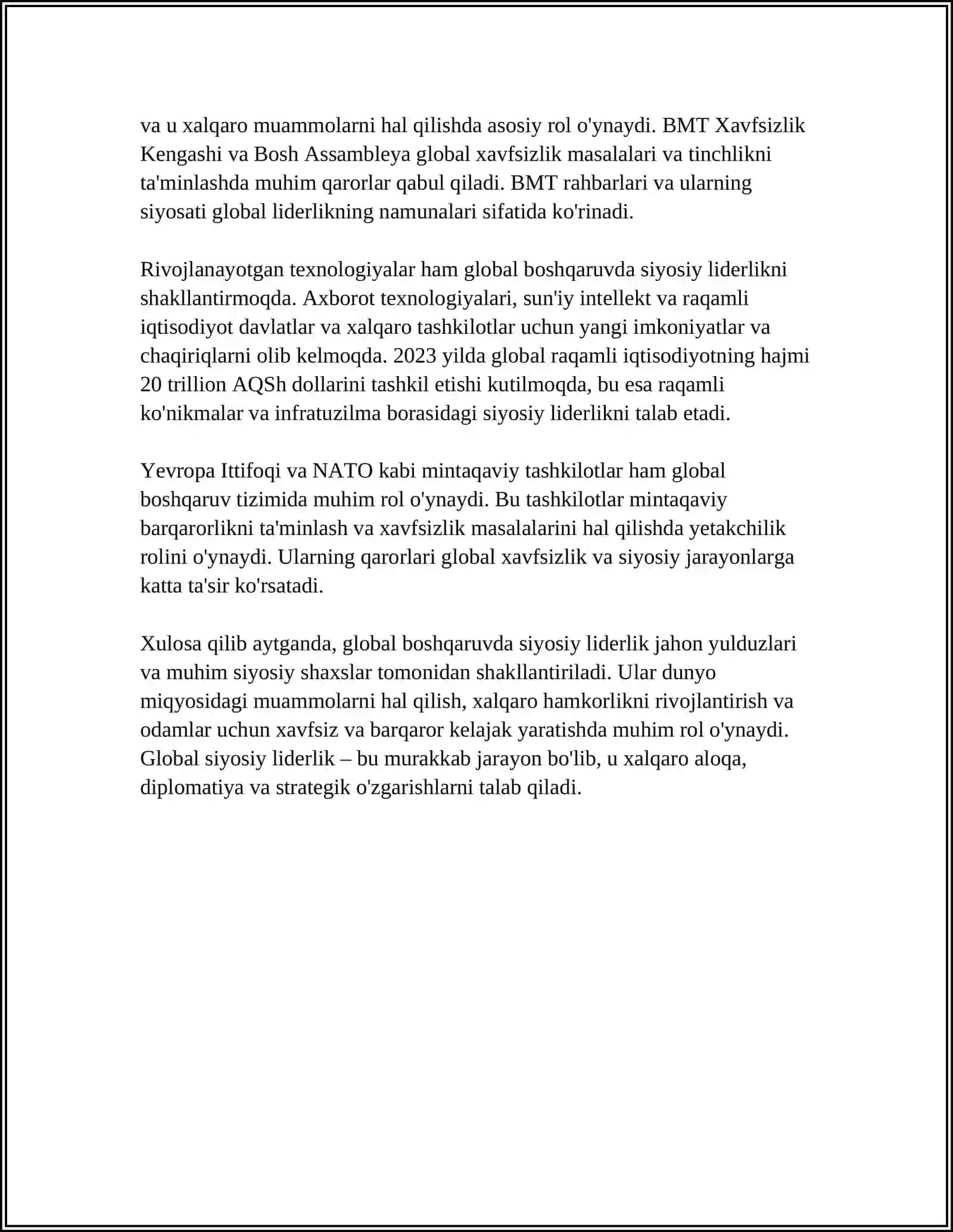 GLOBAL BOSHQARUVDA SIYOSIY LIDERLIKNING O‘RNI 4