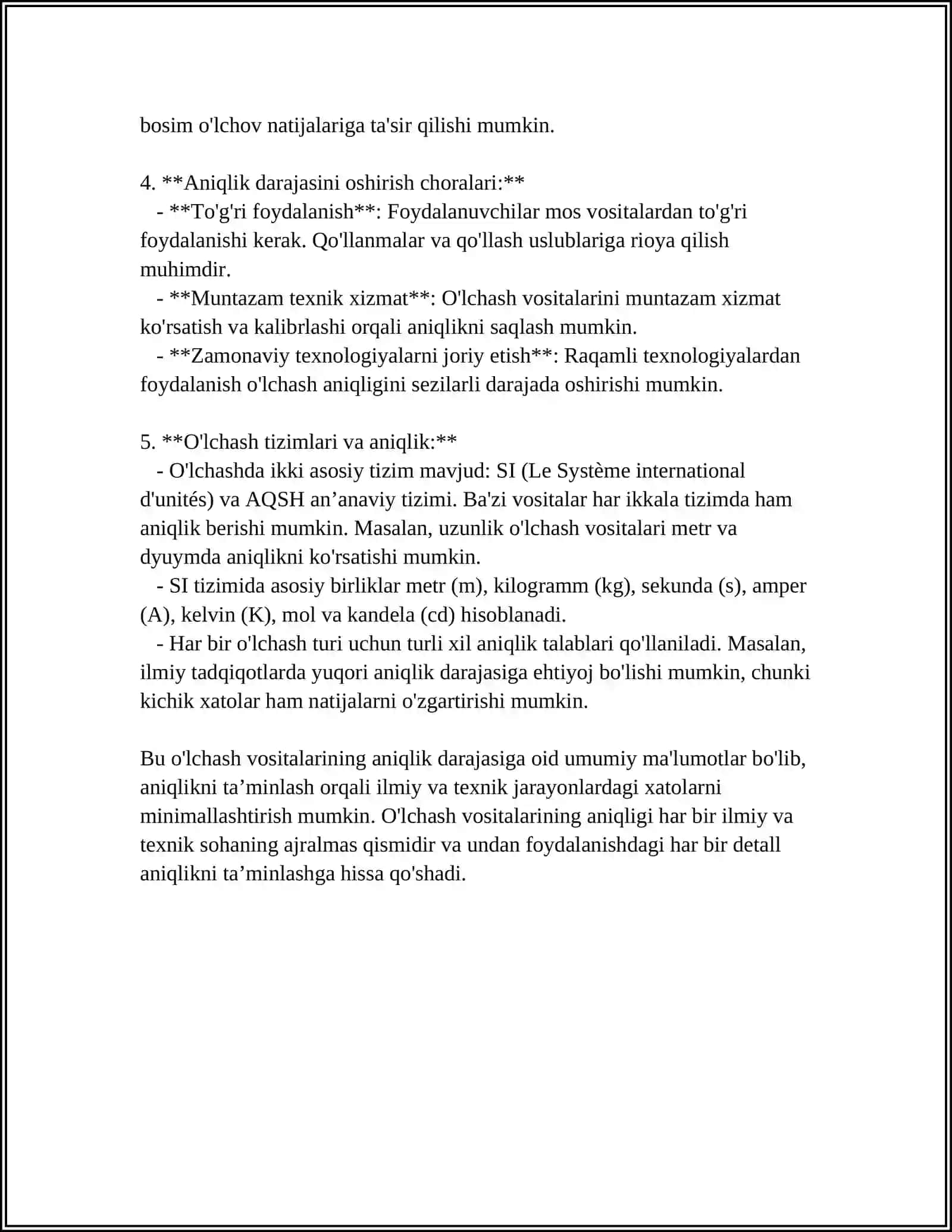 OʻLCHASH VA NAZORAT VOSITALARINING SIFATINI NAZORAT QILISH 4
