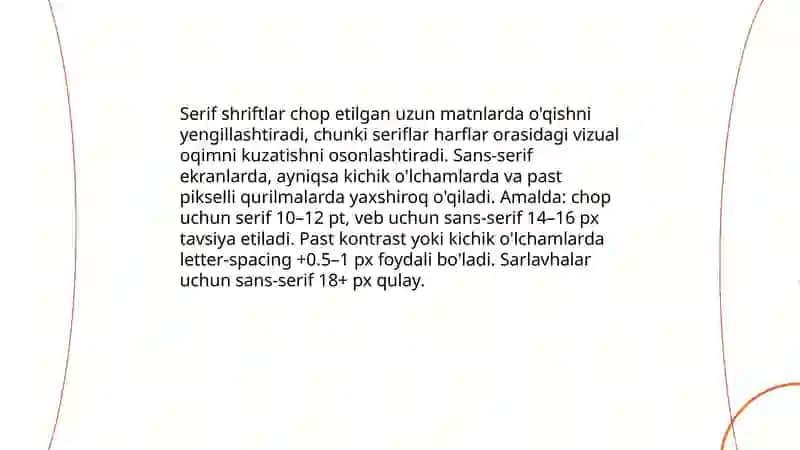 Shrift turi, o'lchami va ranginj o'zgartirish. Matnni tekislash 4