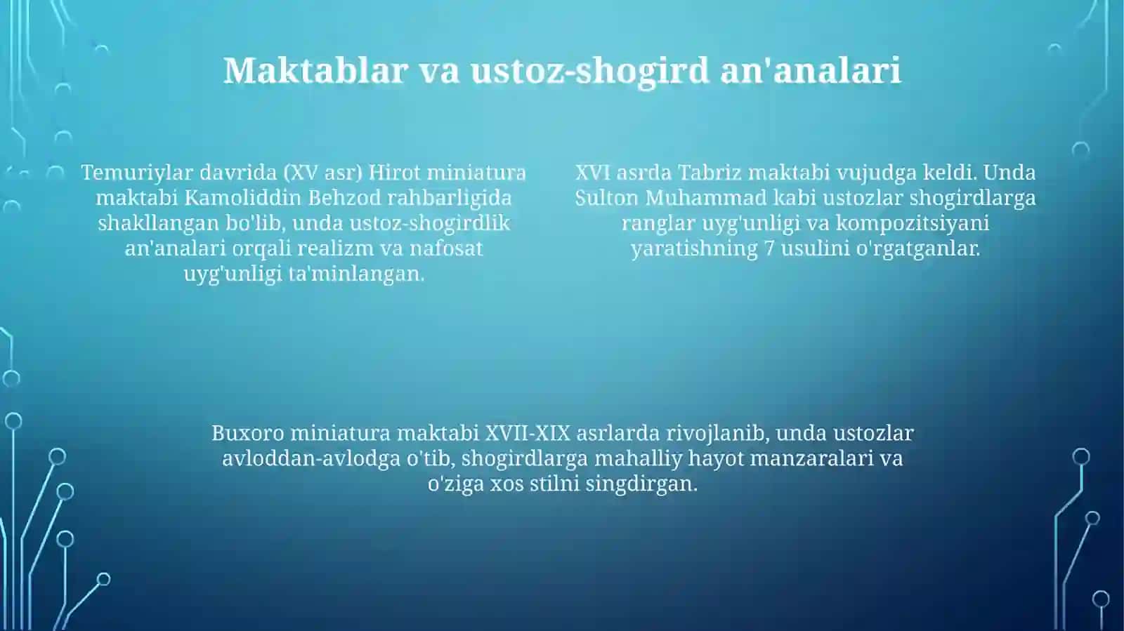 Miniatyurafaniningnazariyasoslari,qonuniyatlari,maktablari,ustoz-shogirdan'analariniyoritish 4