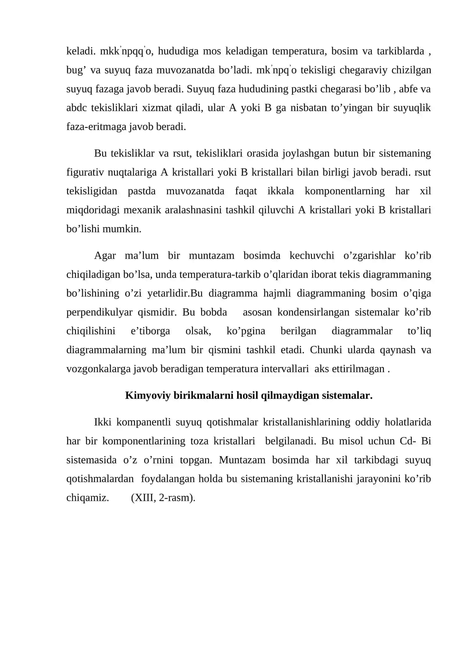O’zgaruvchan tarkibli bir fazali ikki komponentli sistemalar 4