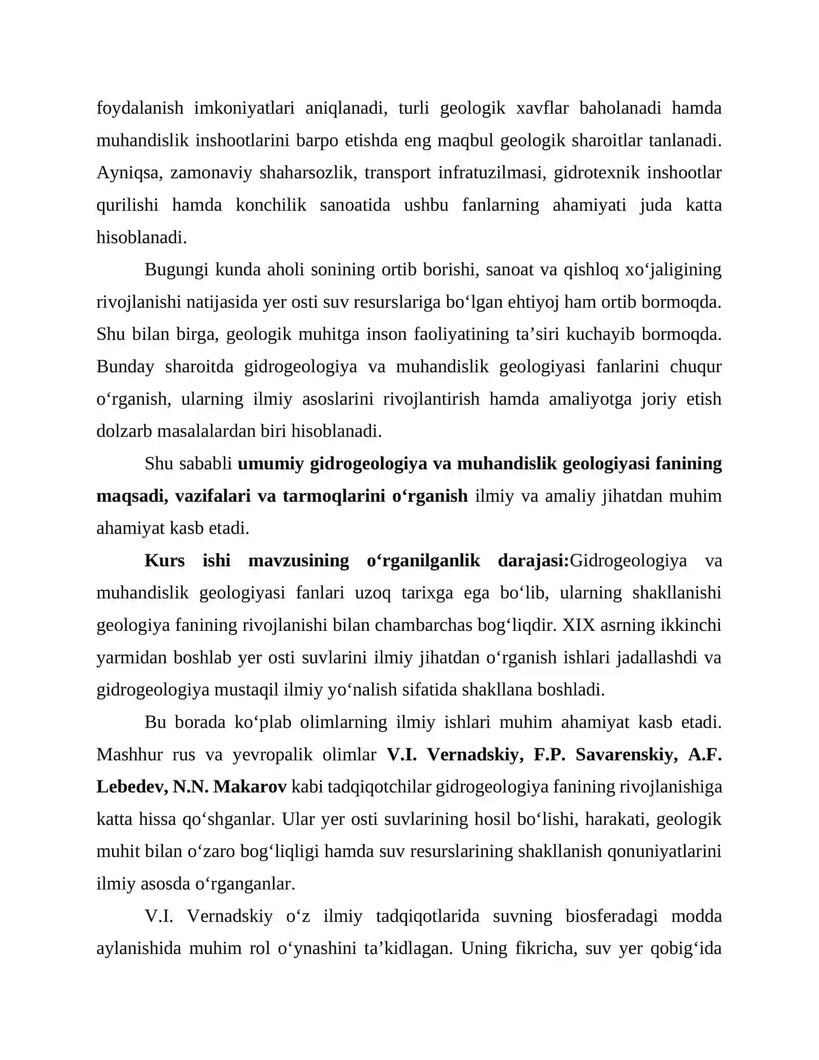 UMUMIY GIDROGEOLOGIYA VA MUXANDISLIK GEOLOGIYASI FANINING MAQSADI, VAZIFALARI, TARMOQLARI 4