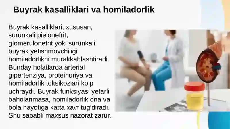 Yurak qon tomir va buyrak kasalliklari boʻlgan ayollarning reproduktiv salomatligini saqlash va oilani rejalashtirish 4
