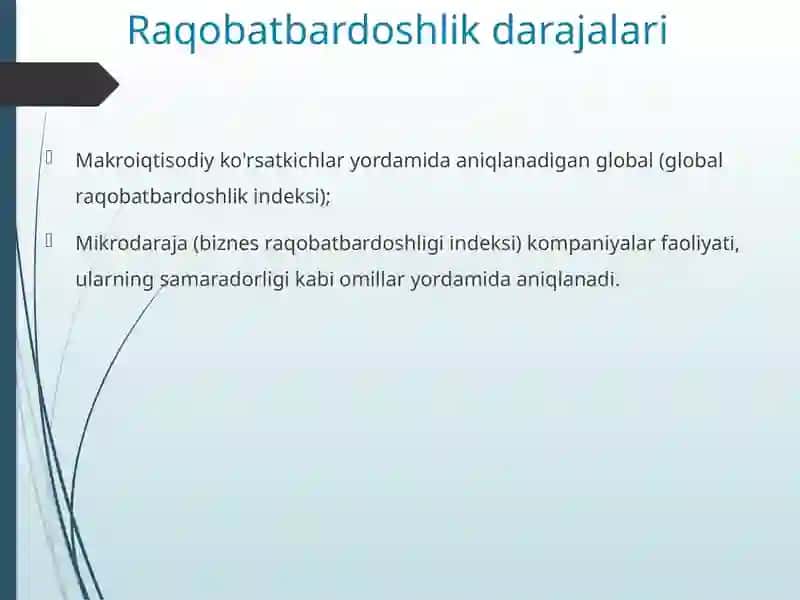 Raqobatbardoshlik tushunchasi 4