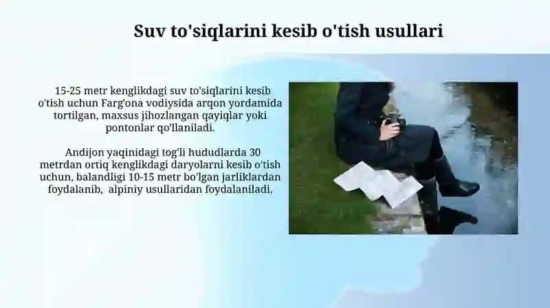 Ochiq suv oqimlarini kesib oʻtish usullari 4