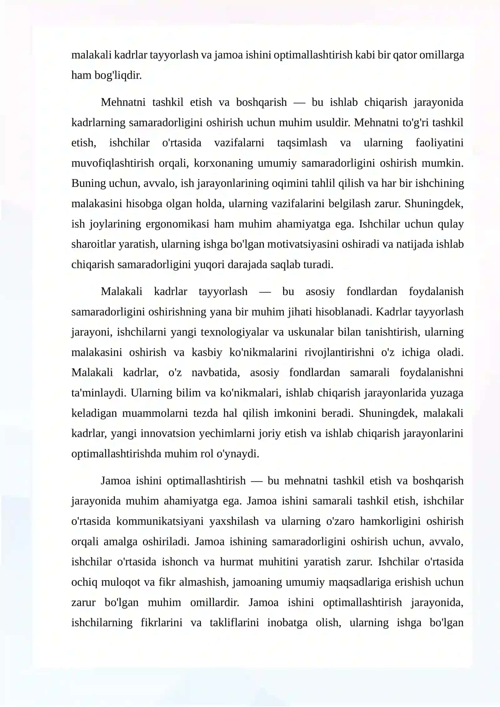 Asosiy fondlardan foydalanish samaradorligini oshirish usullari 4