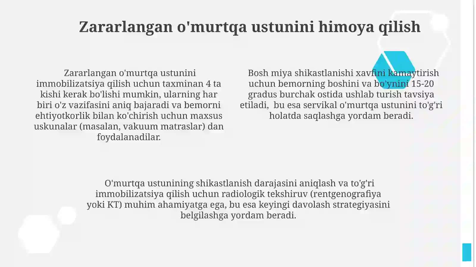 Travmatik shikast olganlarga birinchi yordam va stabillashtirish 4