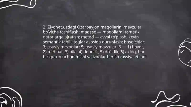 Ziyonet.uz internet tarmogʻidan Ozarbayjon xalq maqollarni oʻrganish 4