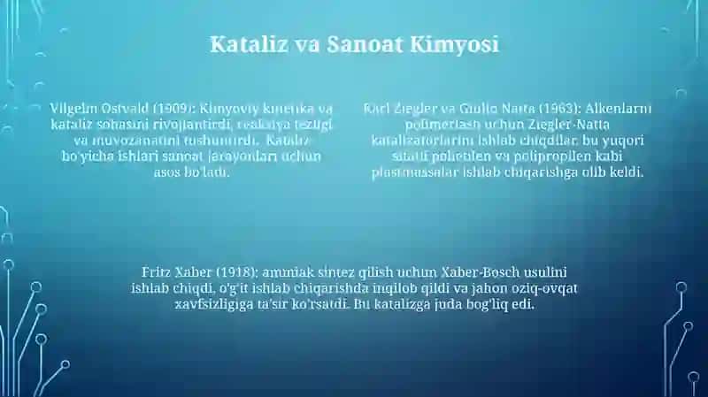 Kimyo sohasidagi Nobel mukofoti sovrindorlari va yutuqlari 4