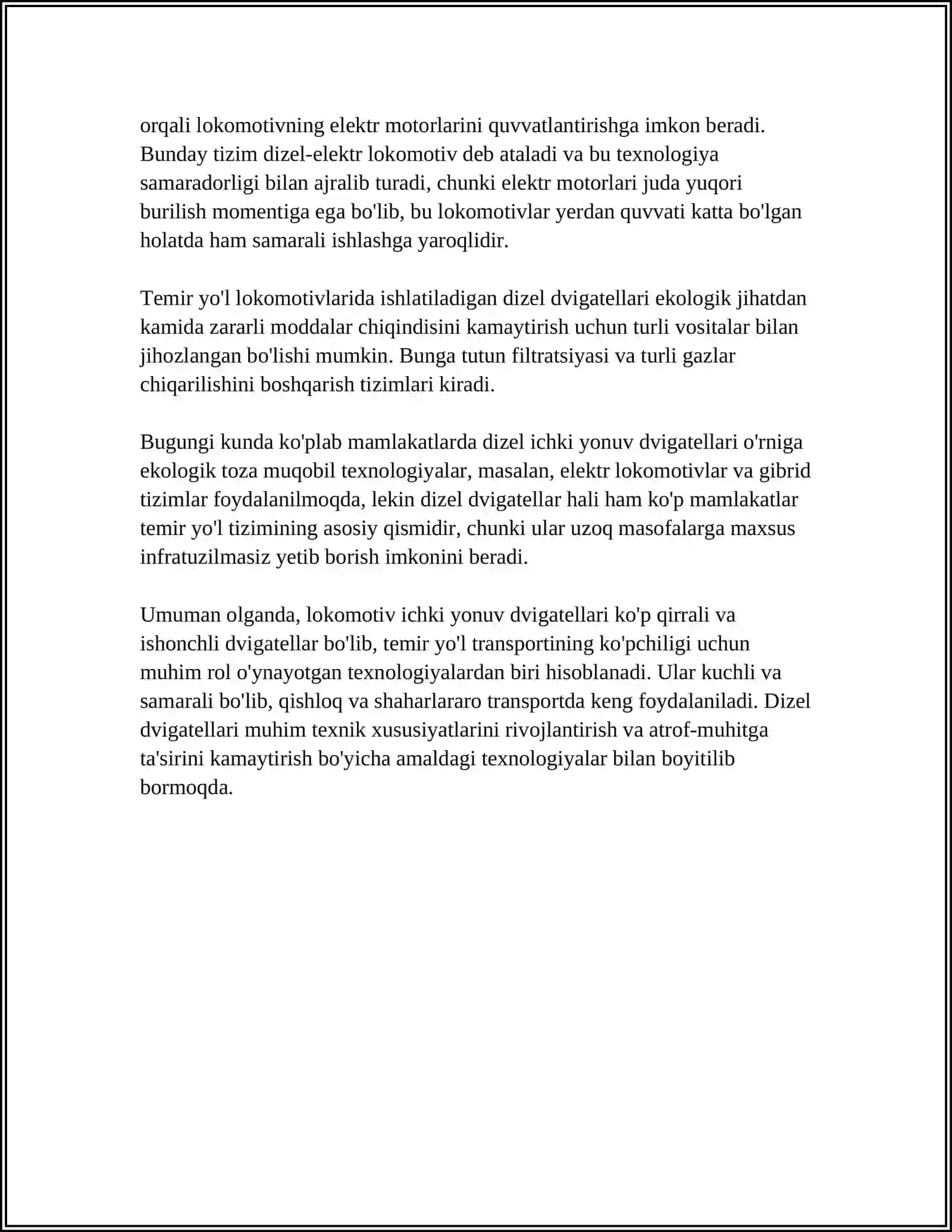 LOKOMATIV ICHKI YONUV DVIGATELLARINING BELGILANISHI VA TAVSIFLANISHI 4