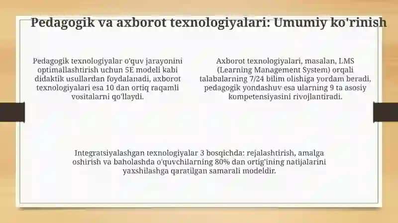 “Internettexnologiyalari” fanini pedagogik va axborot texnologiyalari yordamida o‘qitish metodikasi 4